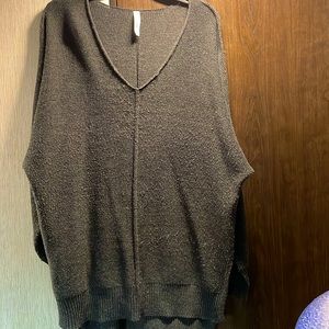 Sweater dress, oversized top, cute with leggings, dark gray, long sleeve, 1X,